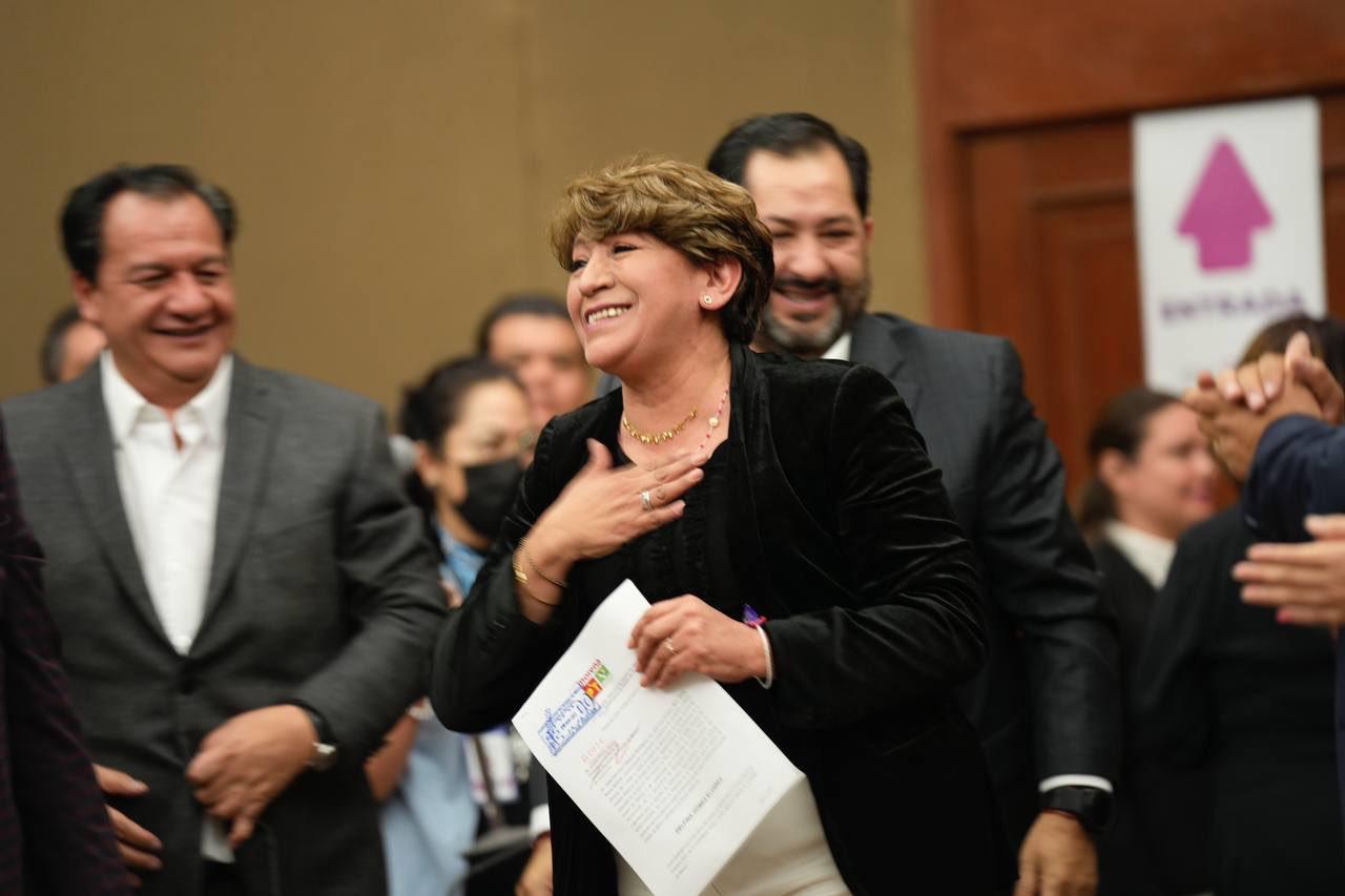 Delfina Gómez se registra como candidata de Morena, PT y PVEM a la gubernatura del Edomex