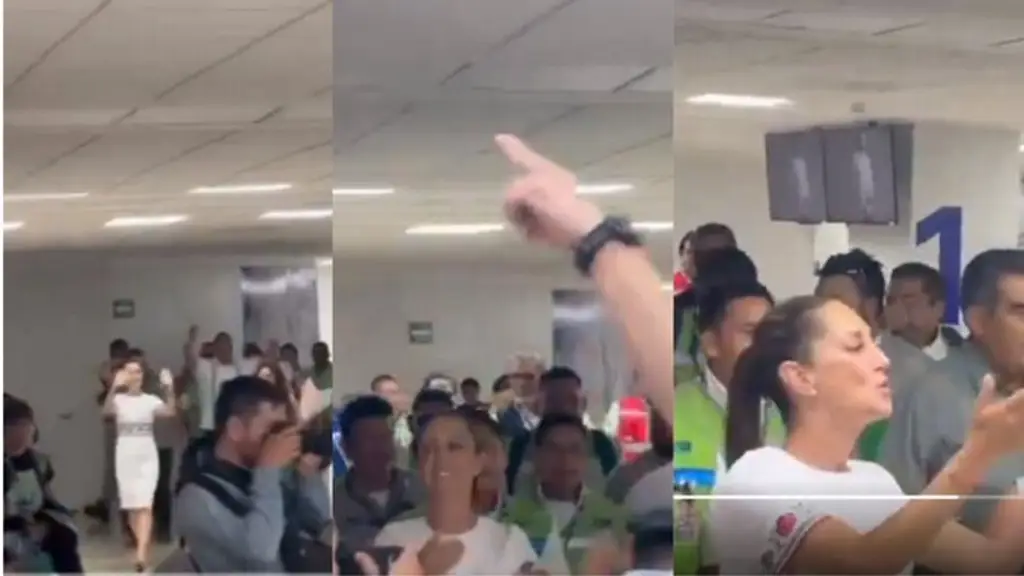 Sheinbaum es recibida con gritos de “fuera, fuera”, en el aeropuerto de Veracruz