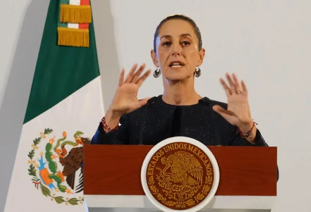 La presidenta Claudia Sheinbaum, durante su conferencia de prensa desde Palacio Nacional. Foto Cuartoscuro